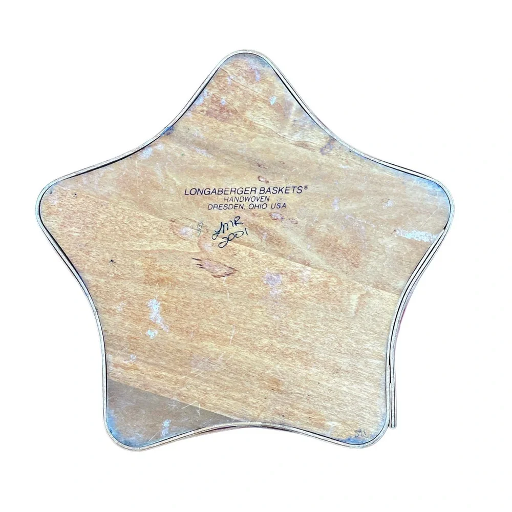 Longaberger Star Basket Christmas Liner Wooden Lid plastic protector 2001 RARE - Picture 5 of 8